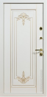Дверь Стальная линия, модель Богема (Белый/белый, патина золото) Bohema 100.02.04.AG