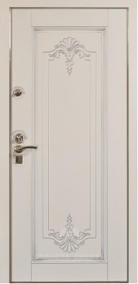 Дверь Стальная линия, модель Богема (Белый/Белый, патина серебро) Bohema 100.01.04.ACh