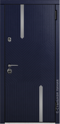 Дверь Стальная линия, модель Астар (Синий/Белый кашемир)