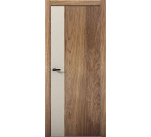 Дверь Aurum Doors Pu 6 Al вставка Силк Грей (кромка анодированная) (Орех пекан)
