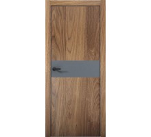 Дверь Aurum Doors Pu 5 Al вставка Антрацит (кромка анодированная) (Орех пекан)