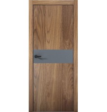 Дверь Aurum Doors Pu 5 Al вставка Антрацит (кромка анодированная) (Орех пекан)