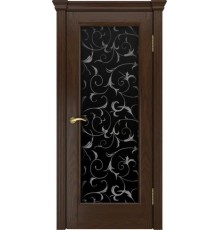Дверь ЛайнДор Мальта 2 ДО Кружево (Триплекс Черный) (30 Шоколад)